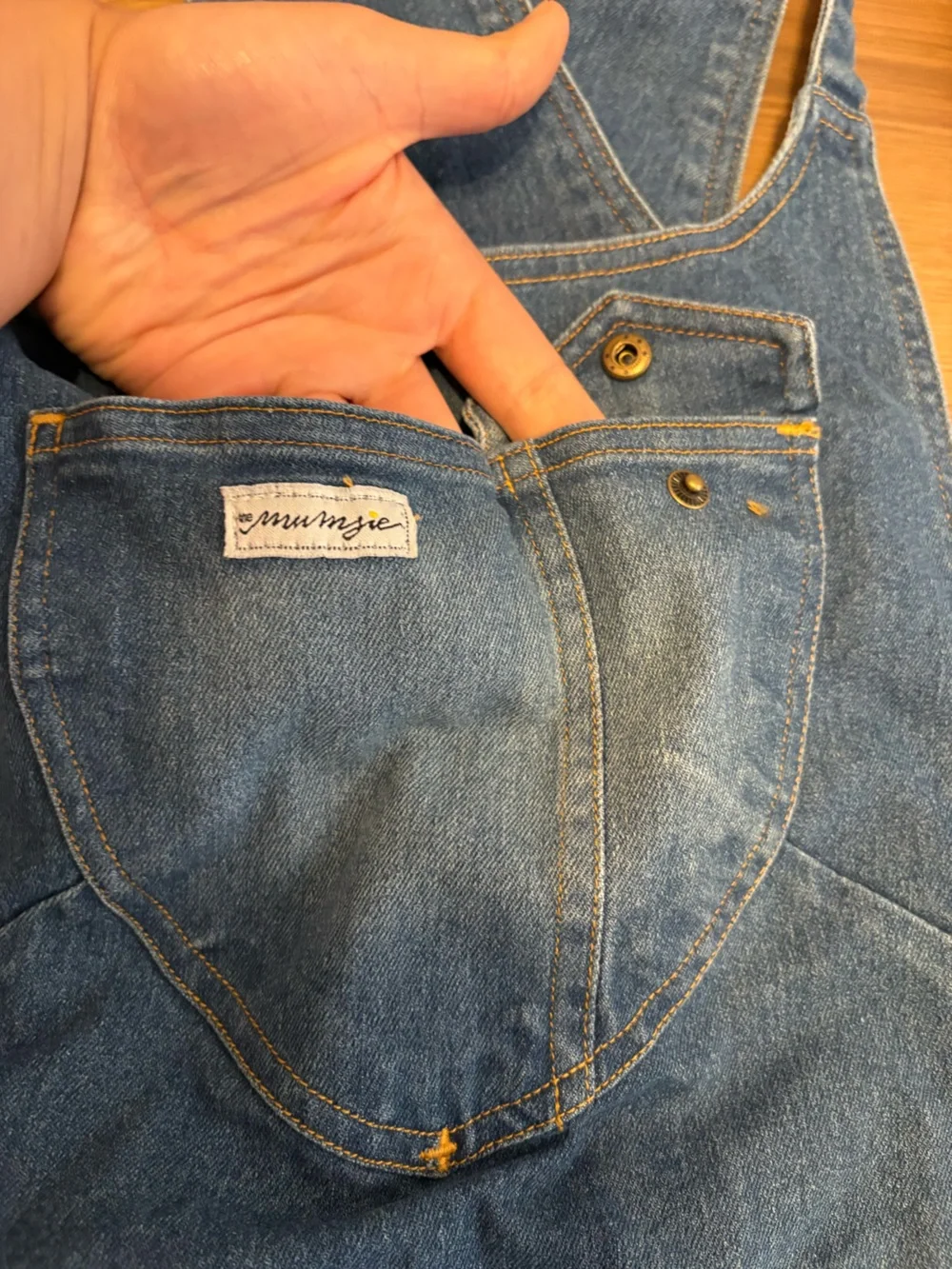 The Mumsie ‘The Evie’ Denim Overall Dress Small to Medium Size - Picture 5 of 10
